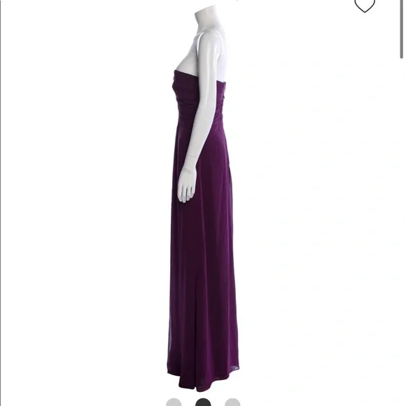 Monique Lhuillier Strapless Chiffon Gown Purple 12 - Picture 4 of 15
